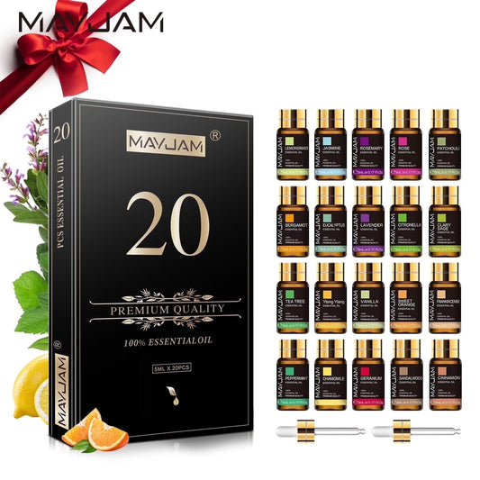 Aromatherapy Essential Oils Set, 100% Pure Therapeutic, for Diffusers, Massage, Relaxation, DIY Soap Candle Making (20 X 5ML)