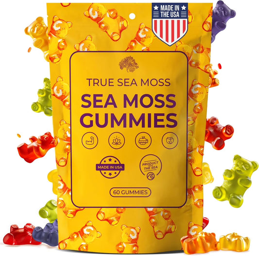 Trueseamoss Sea Moss Gummies – Immune Support, Energy Boost, Skin & Hair Health, Detox with Magnesium, Burdock Root & Bladderwrack – 60 Multiflavor Gummies, Made in the USA